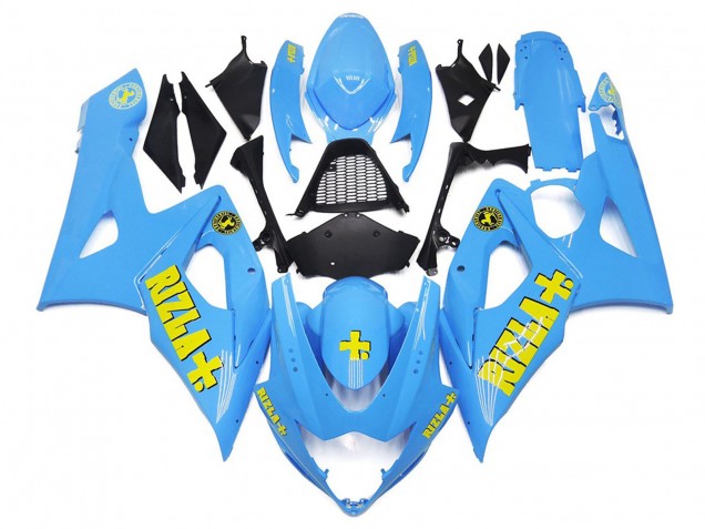 Weiß Blau Mit Gelb Rizla 2005-2006 Suzuki GSXR 1000 Motorrad Verkleidung Weiß Blau Mit Gelb Rizla 2005-2006 Suzuki GSXR 1000 Motorrad Verkleidung