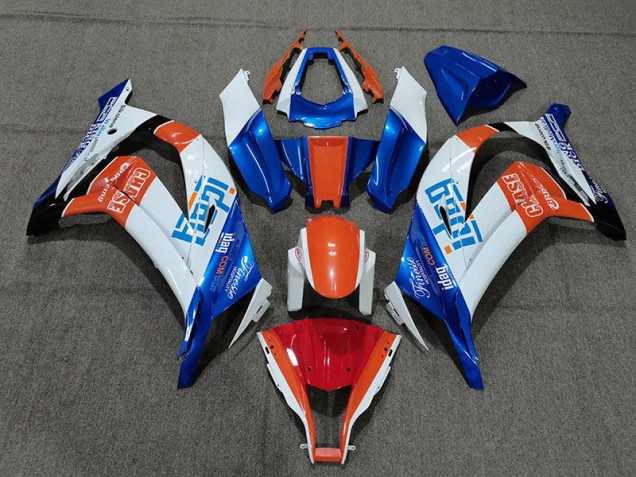 Weiß Blau & Orange 2011-2015 Kawasaki ZX10R Motorrad Verkleidung Weiß Blau & Orange 2011-2015 Kawasaki ZX10R Motorrad Verkleidung