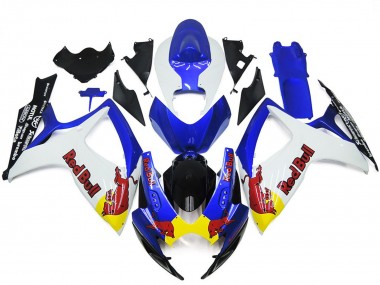 Weiß & Blau Rot Bull Custom 2006-2007 Suzuki GSXR 600-750 Motorrad Verkleidung