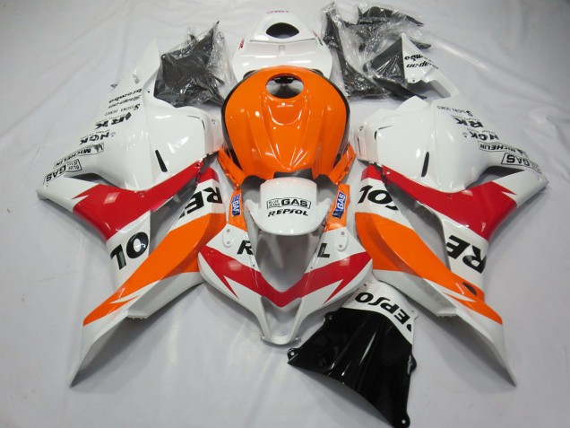 Weiß Rot & Orange Repsol 2009-2012 Honda CBR600RR Motorrad Verkleidung Weiß Rot & Orange Repsol 2009-2012 Honda CBR600RR Motorrad Verkleidung