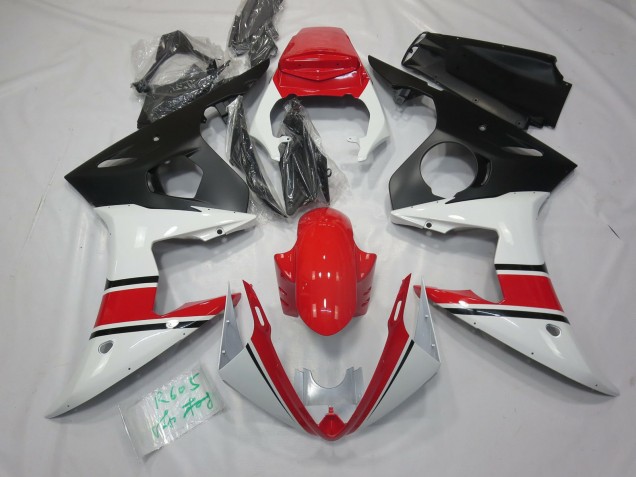 Weiß Rot & Schwarz 2005 Yamaha R6 Motorrad Verkleidung Weiß Rot & Schwarz 2005 Yamaha R6 Motorrad Verkleidung