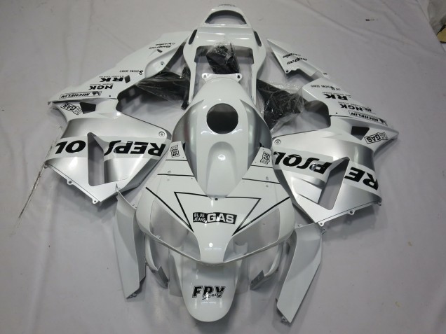 Weiß Silber Repsol 2003-2004 Honda CBR600RR Motorrad Verkleidung Weiß Silber Repsol 2003-2004 Honda CBR600RR Motorrad Verkleidung