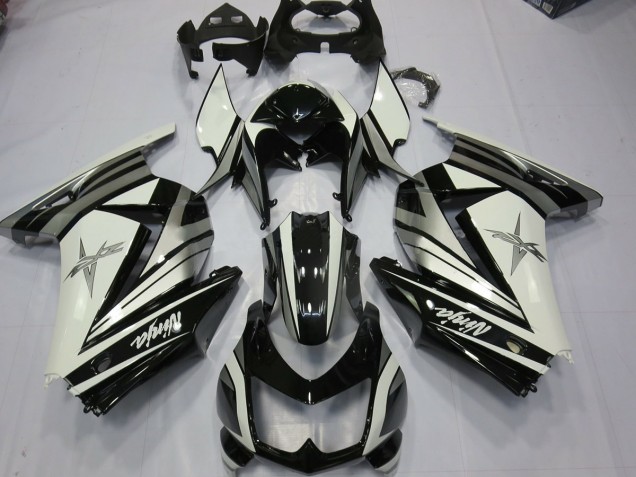 Weiß-Silberner Stern 2008-2012 Kawasaki Ninja 250 Motorrad Verkleidung Weiß-Silberner Stern 2008-2012 Kawasaki Ninja 250 Motorrad Verkleidung