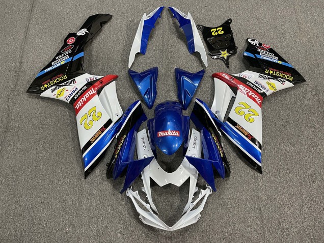 22 Rockstar Weiß & Blau 2011-2024 Suzuki GSXR 600-750 Motorrad Verkleidung 22 Rockstar Weiß & Blau 2011-2024 Suzuki GSXR 600-750 Motorrad Verkleidung
