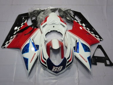 69 Weiß & Rot 2007-2014 Ducati 848 1098 1198 Motorrad Verkleidung