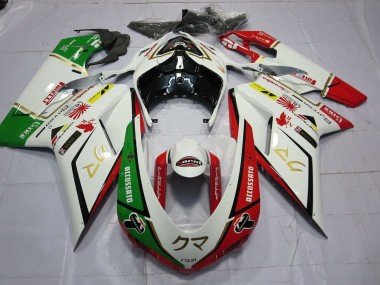 77 Weiß Rot Grün 2007-2014 Ducati 848 1098 1198 Motorrad Verkleidung