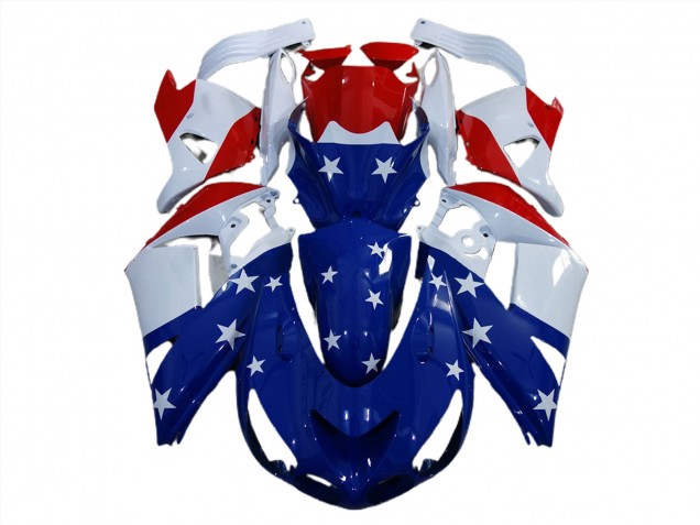 Amerikanische Flagge 2006-2011 Kawasaki ZX14R Motorrad Verkleidung Amerikanische Flagge 2006-2011 Kawasaki ZX14R Motorrad Verkleidung
