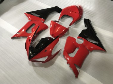 Benutzerdefiniert Rot & Schwarz 2005-2006 Kawasaki ZX6R Motorrad Verkleidung