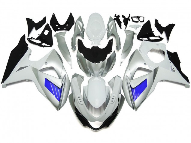Benutzerdefiniert Silber & Weiß Mit Schwarz 2009-2016 Suzuki GSXR 1000 Motorrad Verkleidung