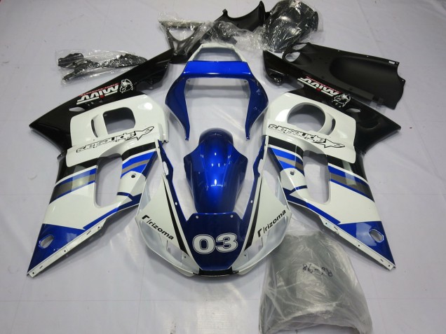 Blauweiß 03 1998-2002 Yamaha R6 Motorrad Verkleidung Blauweiß 03 1998-2002 Yamaha R6 Motorrad Verkleidung