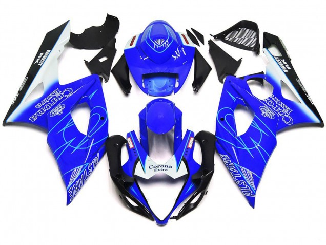 Blau & Weiß Corona Stil 2005-2006 Suzuki GSXR 1000 Motorrad Verkleidung Blau & Weiß Corona Stil 2005-2006 Suzuki GSXR 1000 Motorrad Verkleidung