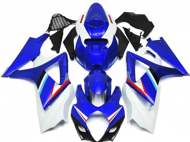 Blau & Glänzend Weiß 2007-2008 Suzuki GSXR 1000 Motorrad Verkleidung
