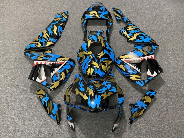 Blau & Gold Camo 2003-2004 Honda CBR600RR Motorrad Verkleidung Blau & Gold Camo 2003-2004 Honda CBR600RR Motorrad Verkleidung