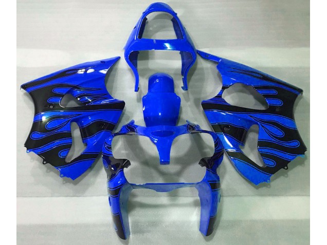 Blau & Schwarz Flamme 2000-2002 Kawasaki ZX6R Motorrad Verkleidung Blau & Schwarz Flamme 2000-2002 Kawasaki ZX6R Motorrad Verkleidung