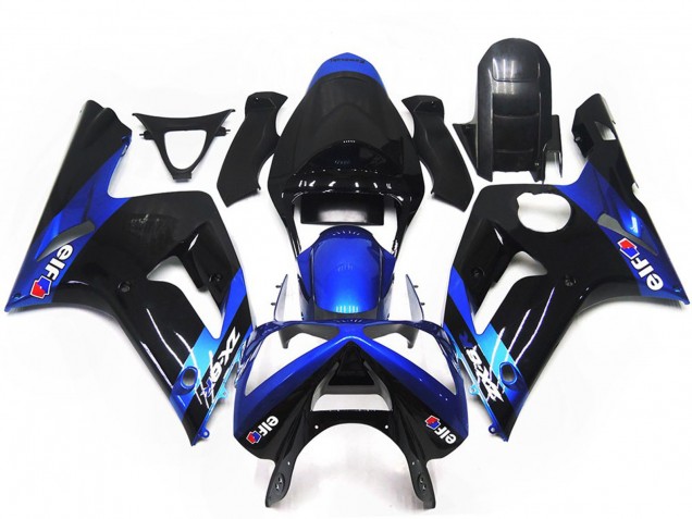 Blau & Schwarz Glänzend Elf 2003-2004 Kawasaki ZX6R Motorrad Verkleidung Blau & Schwarz Glänzend Elf 2003-2004 Kawasaki ZX6R Motorrad Verkleidung