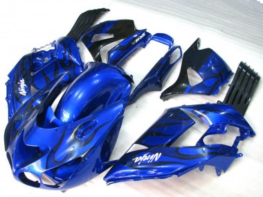 Blaue Flamme 2006-2011 Kawasaki ZX14R Motorrad Verkleidung