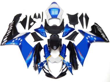 Blauer Stil Mit Roten Sternen 2011-2024 Suzuki GSXR 600-750 Motorrad Verkleidung