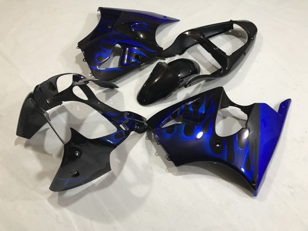 Blaues Flame-Kit 2000-2002 Kawasaki ZX6R Motorrad Verkleidung Blaues Flame-Kit 2000-2002 Kawasaki ZX6R Motorrad Verkleidung