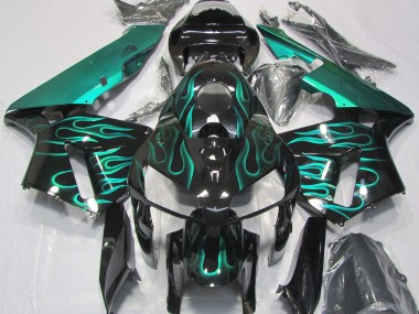Blaugrün Glänzend Flamme 2005-2006 Honda CBR600RR Motorrad Verkleidung