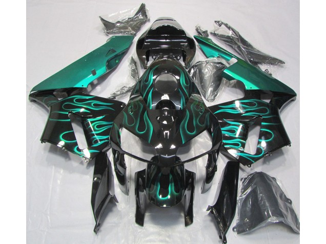 Blaugrün Glänzend Flamme 2005-2006 Honda CBR600RR Motorrad Verkleidung Blaugrün Glänzend Flamme 2005-2006 Honda CBR600RR Motorrad Verkleidung