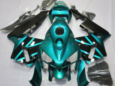 Blaugrünes & Glänzendes Schwarzes Design 2005-2006 Honda CBR600RR Motorrad Verkleidung