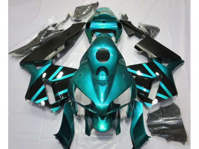 Blaugrünes & Glänzendes Schwarzes Design 2005-2006 Honda CBR600RR Motorrad Verkleidung Blaugrünes & Glänzendes Schwarzes Design 2005-2006 Honda CBR600RR Motorrad Verkleidung