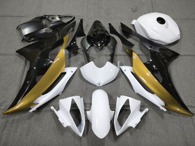 Custom Gold Schwarz & Weiß 2008-2016 Yamaha R6 Motorrad Verkleidung