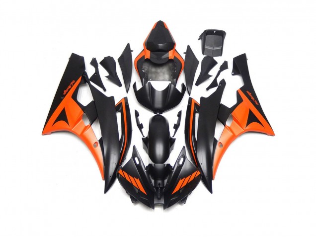 Custom Matt Schwarz & Orange 2006-2007 Yamaha R6 Motorrad Verkleidung Custom Matt Schwarz & Orange 2006-2007 Yamaha R6 Motorrad Verkleidung