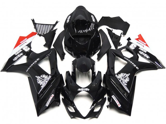 Custom Schwarz Mit Einem Hauch Von Weiß & Rot 2007-2008 Suzuki GSXR 1000 Motorrad Verkleidung Custom Schwarz Mit Einem Hauch Von Weiß & Rot 2007-2008 Suzuki GSXR 1000 Motorrad Verkleidung