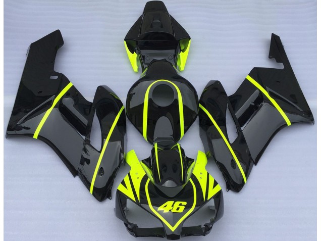 Ganz In Schwarz & High Viz 46 2004-2005 Honda CBR1000RR Motorrad Verkleidung Ganz In Schwarz & High Viz 46 2004-2005 Honda CBR1000RR Motorrad Verkleidung