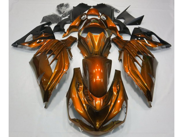 Gebranntes Orange Glänzend 2012-2021 Kawasaki ZX14R Motorrad Verkleidung Gebranntes Orange Glänzend 2012-2021 Kawasaki ZX14R Motorrad Verkleidung