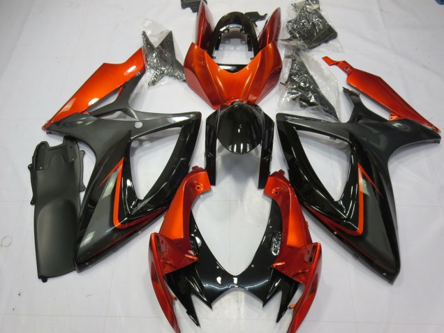 Gebranntes Orange & Grau 2006-2007 Suzuki GSXR 600-750 Motorrad Verkleidung Gebranntes Orange & Grau 2006-2007 Suzuki GSXR 600-750 Motorrad Verkleidung