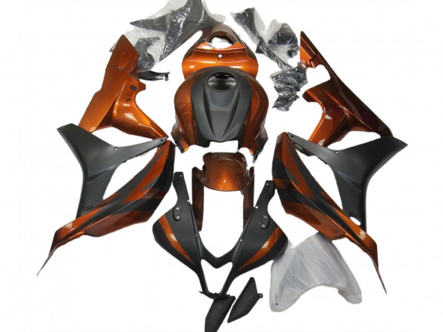 Gebranntes Orange & Matt Schwarz 2007-2008 Honda CBR600RR Motorrad Verkleidung Gebranntes Orange & Matt Schwarz 2007-2008 Honda CBR600RR Motorrad Verkleidung