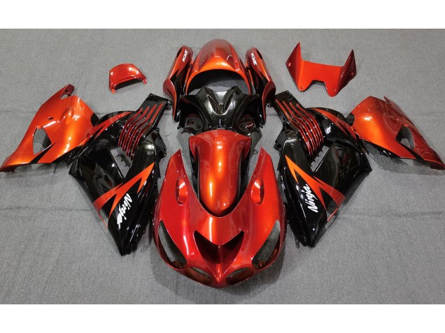 Gebranntes Orange Schwarz 2006-2011 Kawasaki ZX14R Motorrad Verkleidung Gebranntes Orange Schwarz 2006-2011 Kawasaki ZX14R Motorrad Verkleidung