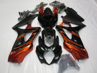 Gebranntes Orange & Schwarz 2007-2008 Suzuki GSXR 1000 Motorrad Verkleidung