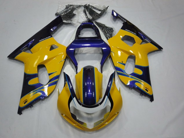 Gelb Blau 2001-2003 Suzuki GSXR 600-750 Motorrad Verkleidung Gelb Blau 2001-2003 Suzuki GSXR 600-750 Motorrad Verkleidung