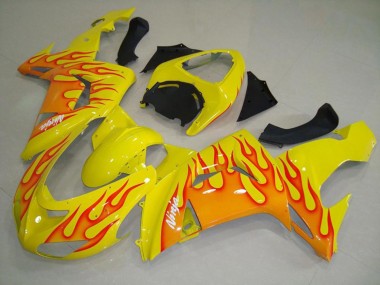 Gelb Orange Flamme 2006-2007 Kawasaki ZX10R Motorrad Verkleidung
