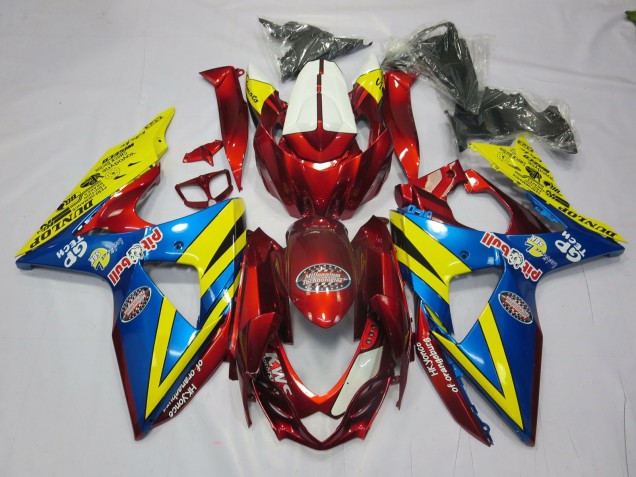 Gelb Rot & Blau 2009-2016 Suzuki GSXR 1000 Motorrad Verkleidung Gelb Rot & Blau 2009-2016 Suzuki GSXR 1000 Motorrad Verkleidung