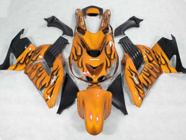 Gelb Schwarz Flamme 2006-2011 Kawasaki ZX14R Motorrad Verkleidung Gelb Schwarz Flamme 2006-2011 Kawasaki ZX14R Motorrad Verkleidung