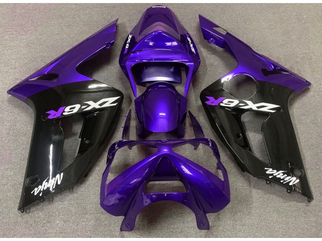 Glanz Lila & Schwarz 2003-2004 Kawasaki ZX6R Motorrad Verkleidung Glanz Lila & Schwarz 2003-2004 Kawasaki ZX6R Motorrad Verkleidung