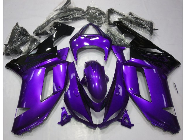 Glanz Lila & Schwarz 2007-2008 Kawasaki ZX6R Motorrad Verkleidung Glanz Lila & Schwarz 2007-2008 Kawasaki ZX6R Motorrad Verkleidung