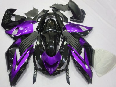 Glanz Lila & Schwarz Schlicht 2006-2011 Kawasaki ZX14R Motorrad Verkleidung