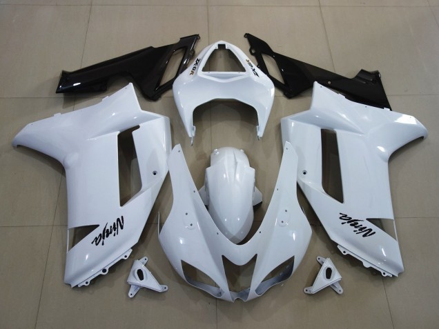Glänzend Weiß 2007-2008 Kawasaki ZX6R Motorrad Verkleidung Glänzend Weiß 2007-2008 Kawasaki ZX6R Motorrad Verkleidung