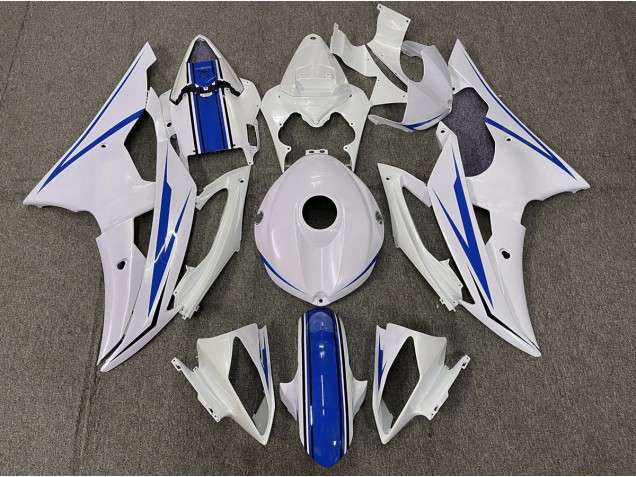 Glänzend Weiß & Blau 2008-2016 Yamaha R6 Motorrad Verkleidung Glänzend Weiß & Blau 2008-2016 Yamaha R6 Motorrad Verkleidung
