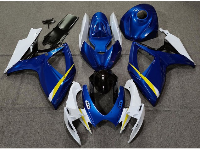 Glänzend Blau Weiß & Gelb 2006-2007 Suzuki GSXR 600-750 Motorrad Verkleidung Glänzend Blau Weiß & Gelb 2006-2007 Suzuki GSXR 600-750 Motorrad Verkleidung