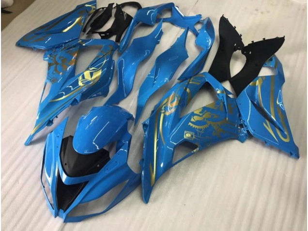 Glänzend Blau Mit Gold 2016-2019 Kawasaki ZX10R Motorrad Verkleidung Glänzend Blau Mit Gold 2016-2019 Kawasaki ZX10R Motorrad Verkleidung