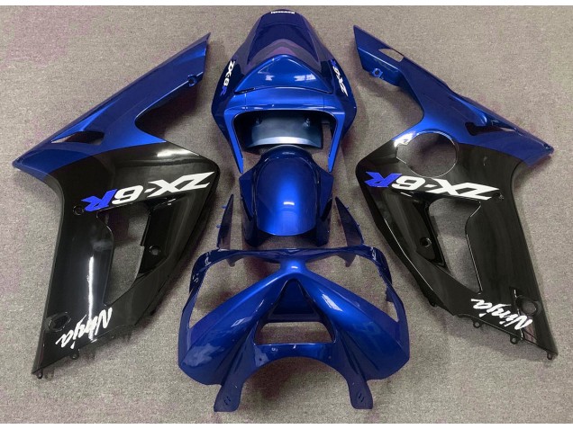 Glänzend Blau & Schwarz 2003-2004 Kawasaki ZX6R Motorrad Verkleidung Glänzend Blau & Schwarz 2003-2004 Kawasaki ZX6R Motorrad Verkleidung
