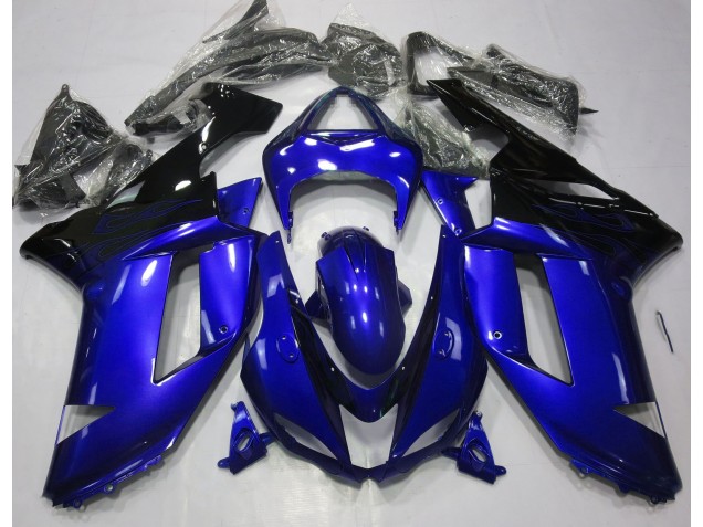 Glänzend Blau & Schwarz 2007-2008 Kawasaki ZX6R Motorrad Verkleidung Glänzend Blau & Schwarz 2007-2008 Kawasaki ZX6R Motorrad Verkleidung