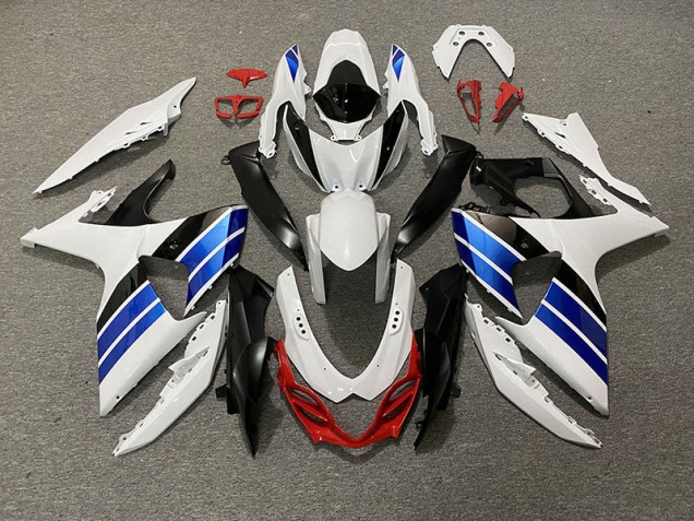 Glänzend Weiß Blau Schwarz & Rot 2009-2016 Suzuki GSXR 1000 Motorrad Verkleidung Glänzend Weiß Blau Schwarz & Rot 2009-2016 Suzuki GSXR 1000 Motorrad Verkleidung