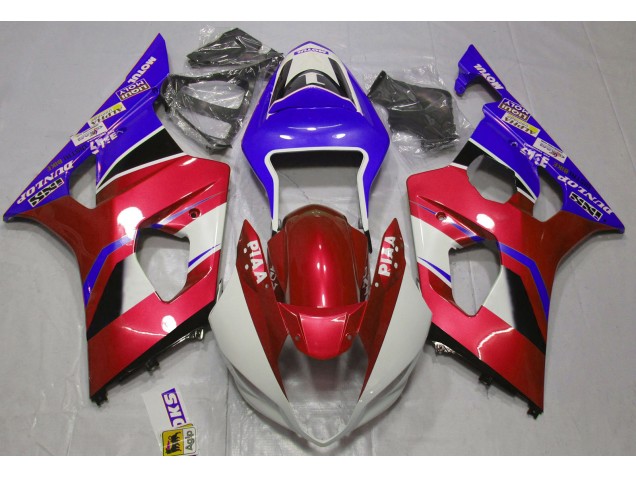 Glänzend Candy Red & Blau 2003-2004 Suzuki GSXR 1000 Motorrad Verkleidung Glänzend Candy Red & Blau 2003-2004 Suzuki GSXR 1000 Motorrad Verkleidung